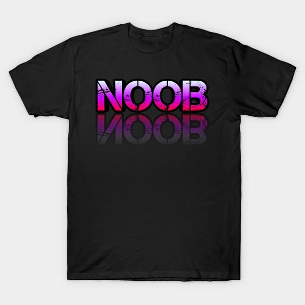 Noob - Graphic Typography - Funny Humor Sarcastic Slang Saying - Pink Gradient T-Shirt by MaystarUniverse